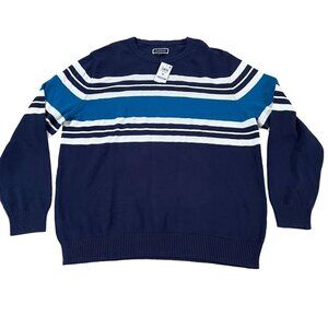 Club Room  Sweater Men's Size XL Navy Blue Chest Striped Cotton Crew Neck NEW